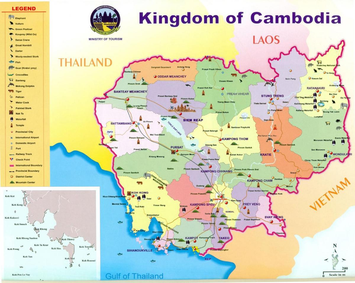 Peta dari Kamboja kuil-kuil